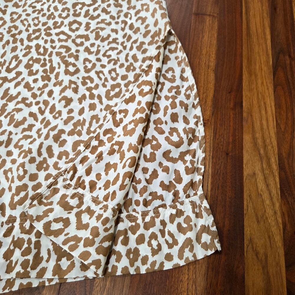 J. Crew Tie Waist Shirt Dress Bold Leopard Print Button-Up Maxi Dress Size 12 - Picture 5 of 12